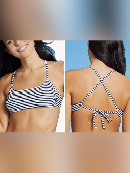 Xhilaration Other - NWT Xhilaration Striped Cross Back Bandeau Bikini Top